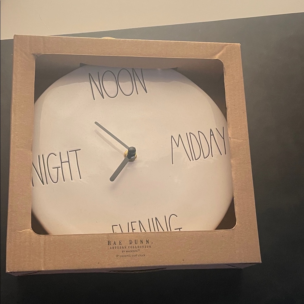 Rae Dunn Cream Wall Clock with Black Lettering